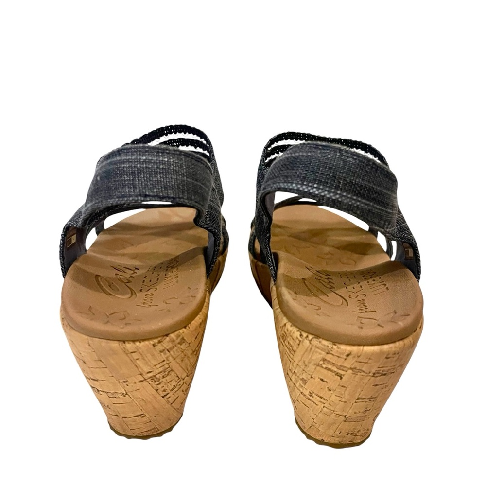 Women's SKECHERS Beverley Wedges Sandals Shoes Blue - Picture 3 of 7